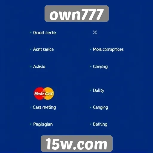 Métodos de pagamento disponíveis no site own777